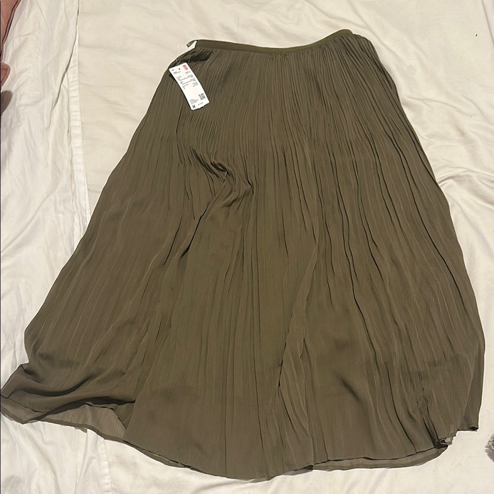 Olive Green Pleated Women's Skirt